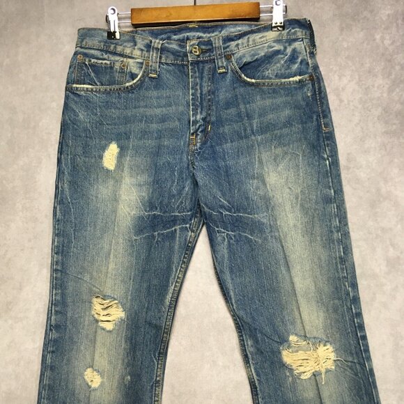 Bullhead Mens Blue Jeans size 32x30 Gravels Slim Fit Destroyed Distressed Denim - Picture 3 of 12